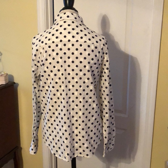 J CREW Half Placket Black/White Blouse Size Small - Picture 4 of 6